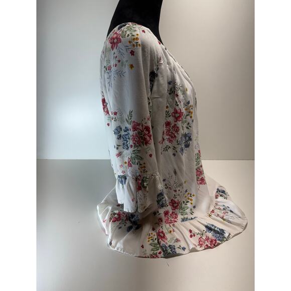 Terra & Sky Women’s 1X (16W-18W) Blouse Romantic Boho Floral Bell 3/4 Sleeve - Picture 7 of 7